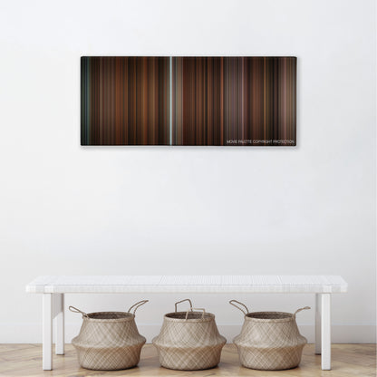 Gosford Park color palette canvas above a white bench with three woven baskets
