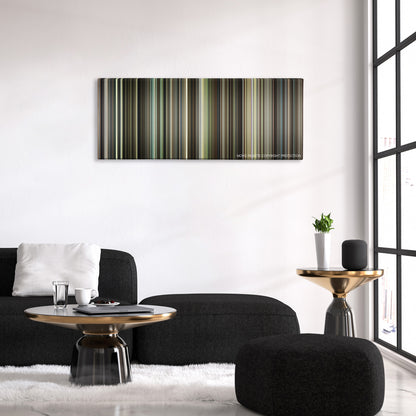 Beginners color palette canvas above a black sofa with a gold-topped table
