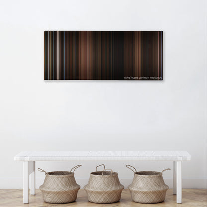 Fanny and Alexander color palette canvas above a white bench with three woven baskets