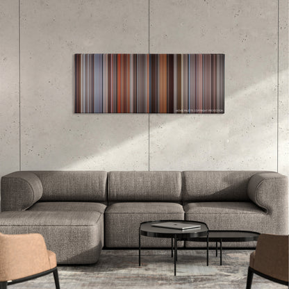 Fear color palette canvas on a concrete wall above a gray sectional sofa