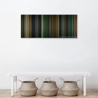 Green Lantern color palette canvas above a white bench with three woven baskets