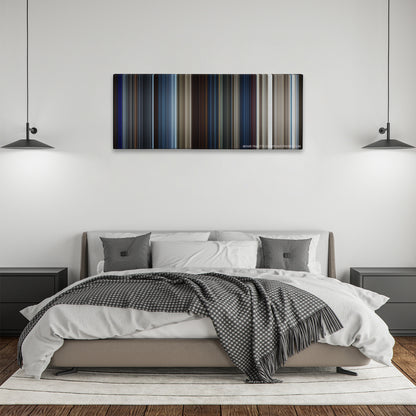 Solo: A Star Wars Story color palette canvas above a bed, between two black pendant lamps