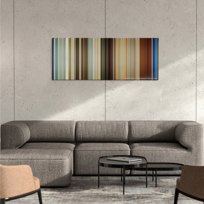 Mamma Mia! color palette canvas on a concrete wall above a gray sectional sofa