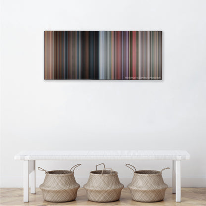 Death Proof color palette canvas above a white bench with three woven baskets