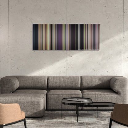 A Walk to Remember color palette canvas on a concrete wall above a gray sectional sofa