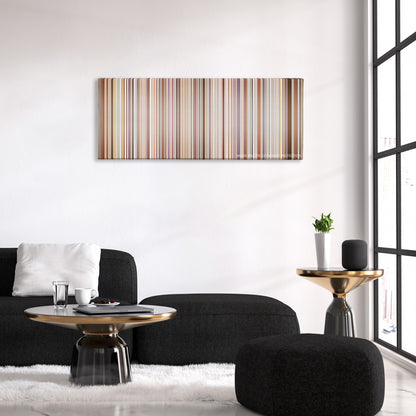 Senna color palette canvas above a black sofa with a gold-topped table