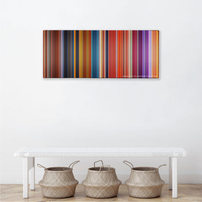 Brother Bear color palette canvas above a white bench with three woven baskets
