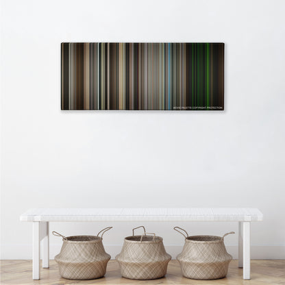 Zero Dark Thirty color palette canvas above a white bench with three woven baskets