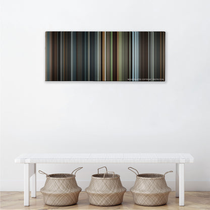 Snow White and the Huntsman color palette canvas above a white bench with three woven baskets