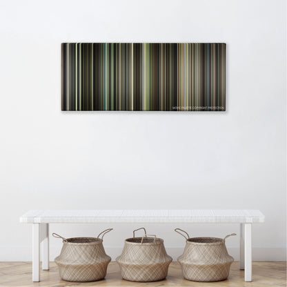 Beginners color palette canvas above a white bench with three woven baskets