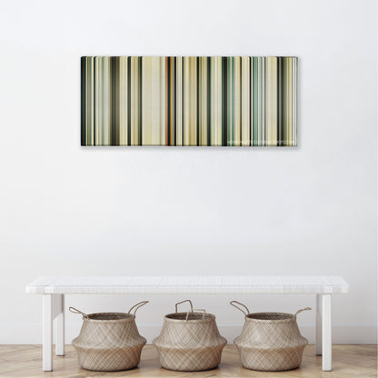 Sahara color palette canvas above a white bench with three woven baskets