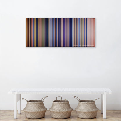 The Patriot color palette canvas above a white bench with three woven baskets