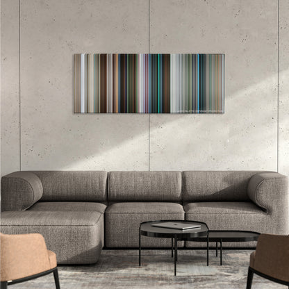How to Train Your Dragon 2 color palette canvas on a concrete wall above a gray sectional sofa