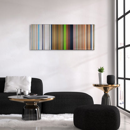 Ice Age: Dawn of the Dinosaurs: In Character with John Leguizamo color palette canvas above a black sofa with a gold-topped table