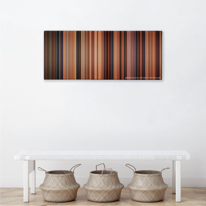 Ratatouille color palette canvas above a white bench with three woven baskets