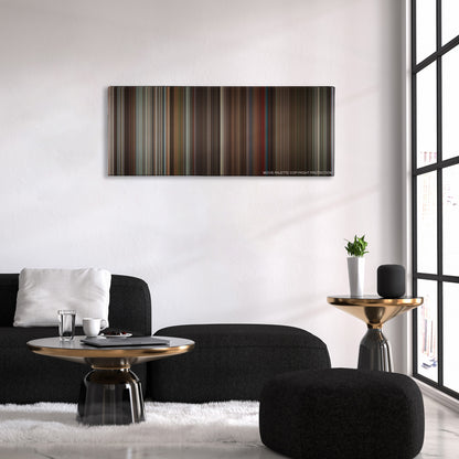 Philadelphia color palette canvas above a black sofa with a gold-topped table