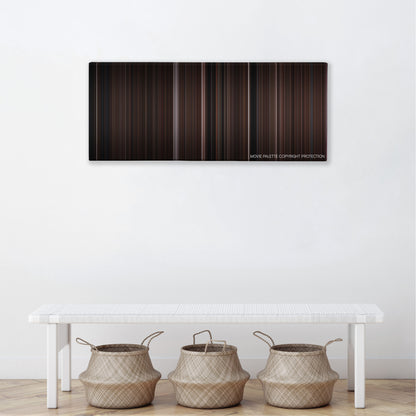 Clue color palette canvas above a white bench with three woven baskets