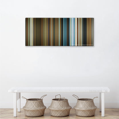1408 color palette canvas above a white bench with three woven baskets