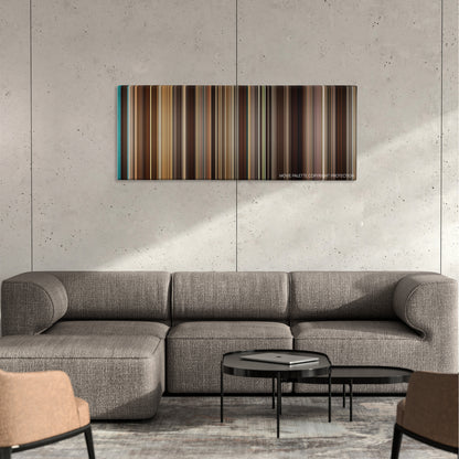 The Painted Veil color palette canvas on a concrete wall above a gray sectional sofa