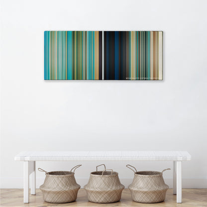 Ice Age: The Meltdown color palette canvas above a white bench with three woven baskets