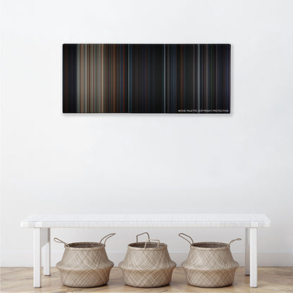 Olympus Has Fallen color palette canvas above a white bench with three woven baskets