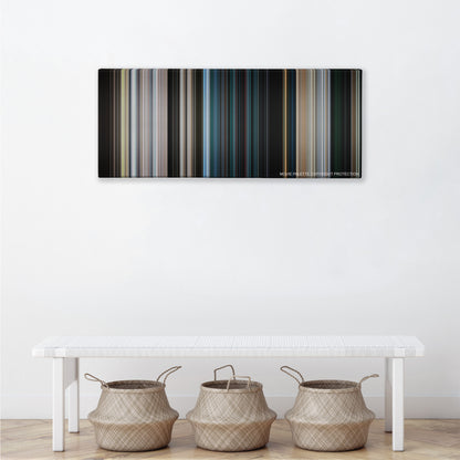 28 Weeks Later color palette canvas above a white bench with three woven baskets