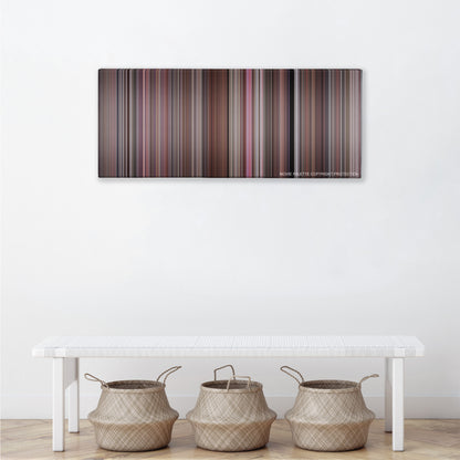 A Fish Called Wanda color palette canvas above a white bench with three woven baskets