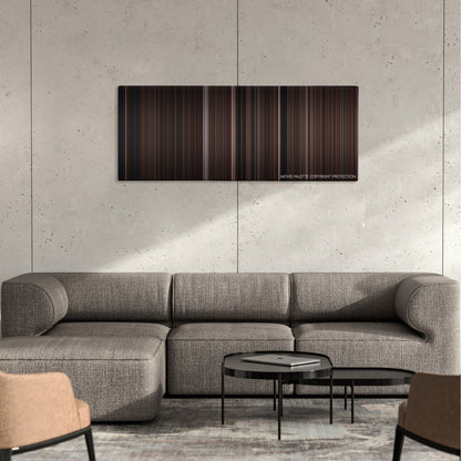 Clue color palette canvas on a concrete wall above a gray sectional sofa