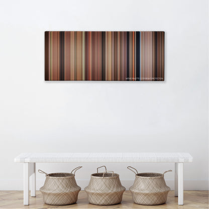 Father of the Bride color palette canvas above a white bench with three woven baskets