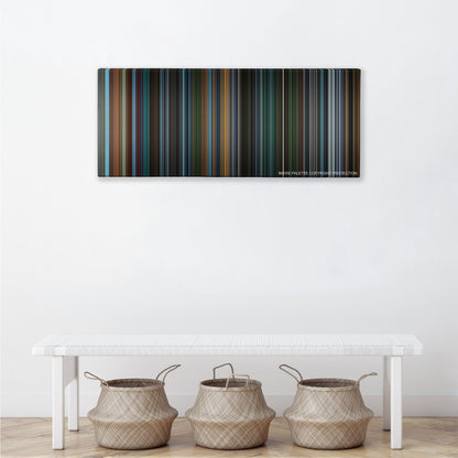 X2: X-Men United color palette canvas above a white bench with three woven baskets
