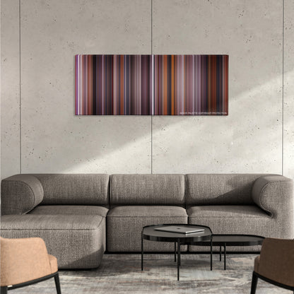 Spider-Man 2 color palette canvas on a concrete wall above a gray sectional sofa