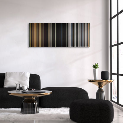 The Divergent Series: Insurgent color palette canvas above a black sofa with a gold-topped table