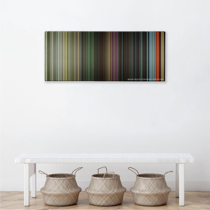 The World's End color palette canvas above a white bench with three woven baskets
