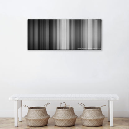 Some Like It Hot color palette canvas above a white bench with three woven baskets
