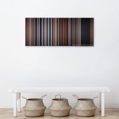 The Accountant color palette canvas above a white bench with three woven baskets