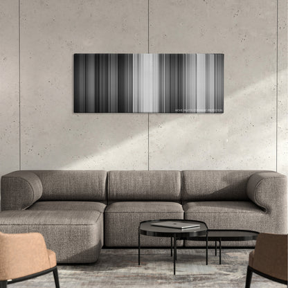 Some Like It Hot color palette canvas on a concrete wall above a gray sectional sofa
