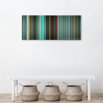Unknown color palette canvas above a white bench with three woven baskets