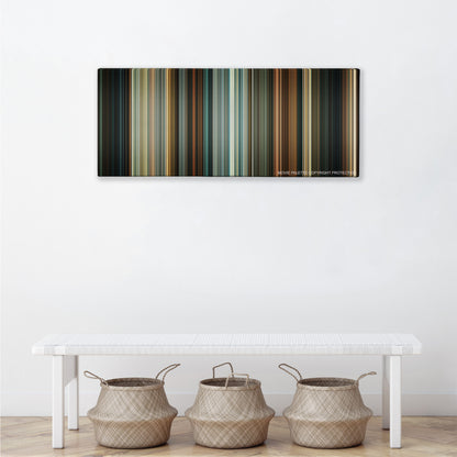 Drive color palette canvas above a white bench with three woven baskets