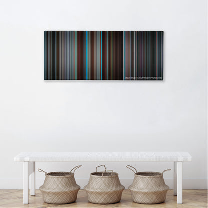 The Guardian color palette canvas above a white bench with three woven baskets