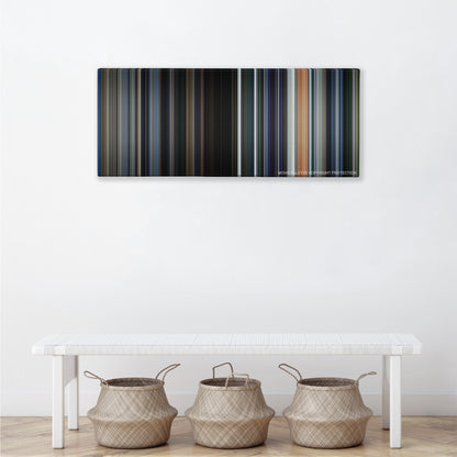 Hulk color palette canvas above a white bench with three woven baskets