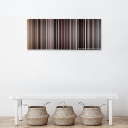 Annie Hall color palette canvas above a white bench with three woven baskets
