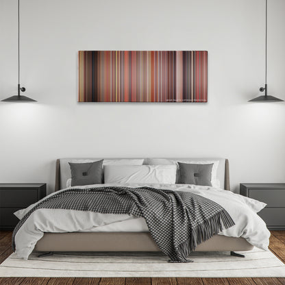 Billy Madison color palette canvas above a bed, between two black pendant lamps
