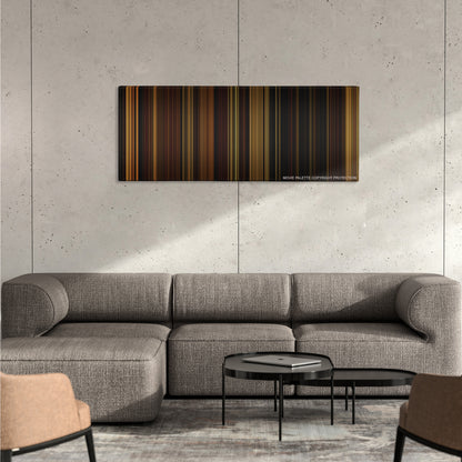The Illusionist color palette canvas on a concrete wall above a gray sectional sofa