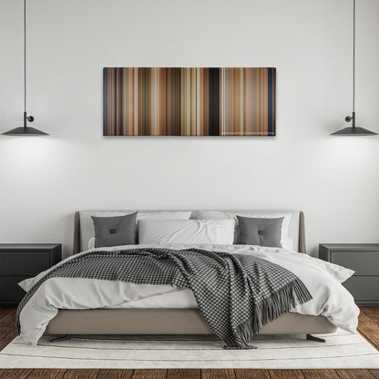 Sweet Home Alabama color palette canvas above a bed, between two black pendant lamps