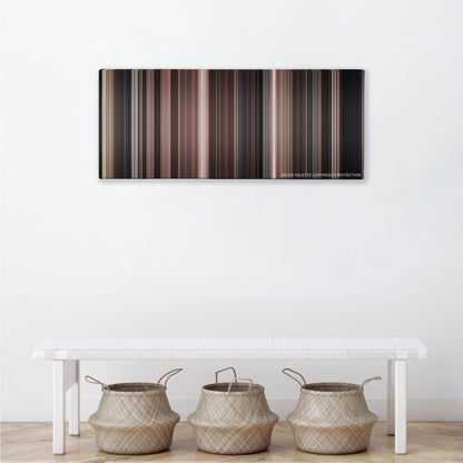 Cool Hand Luke color palette canvas above a white bench with three woven baskets