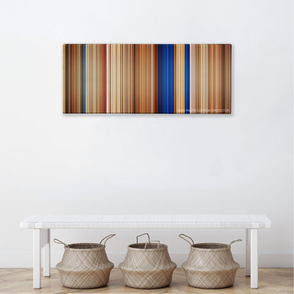 Mad Max: Fury Road color palette canvas above a white bench with three woven baskets