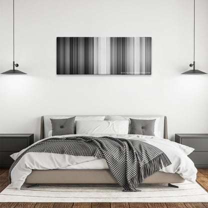 Some Like It Hot color palette canvas above a bed, between two black pendant lamps
