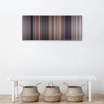 Meet the Fockers color palette canvas above a white bench with three woven baskets