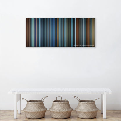 Red Dragon color palette canvas above a white bench with three woven baskets
