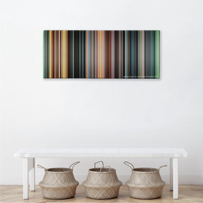 Blow color palette canvas above a white bench with three woven baskets